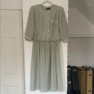 Vintage Mint Gingham Picnic Dress
